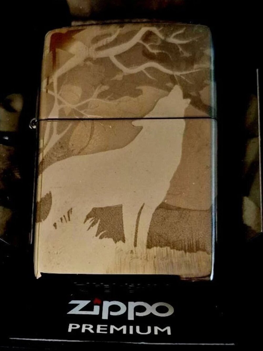 Premium Engraved Wolf Multisided Zippo Lighter